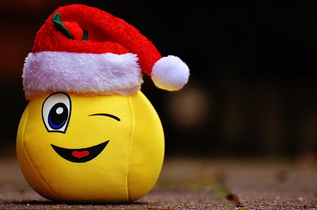 Nadal, somrient, divertit, riure, ullet, barret de Santa