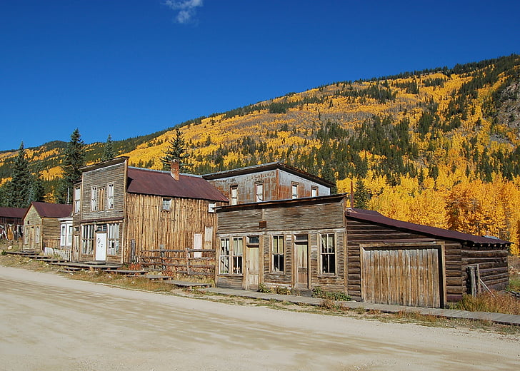 St elmo, caída, Colorado, pueblo fantasma, otoño, amarillo, al aire libre
