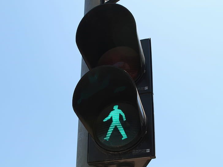 トラフィック, 歩行者, 緑色のライト