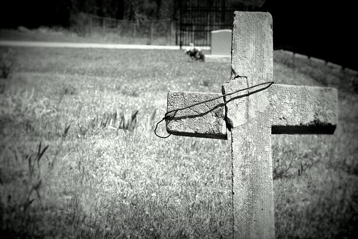 kříž, strašidelné, hřbitov, náhrobek, náhrobek, hřbitov, hrob