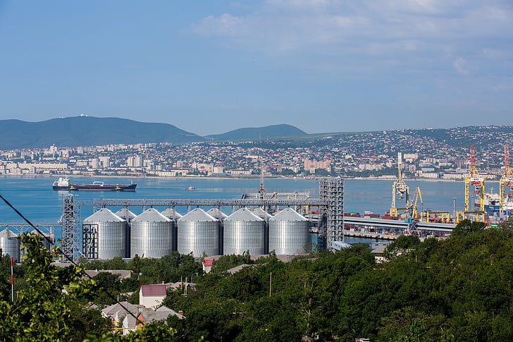 Novorossiysk, Sea, Mustanmeren, Port, City, Bay, Harbor