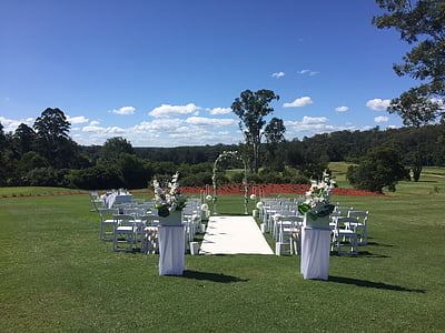 boda, ceremonia de, campo de golf