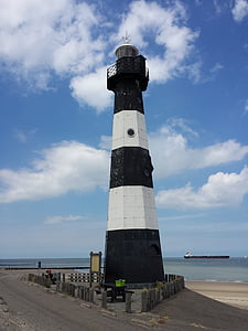Lighthouse, Beach, Sea, vee, Holland