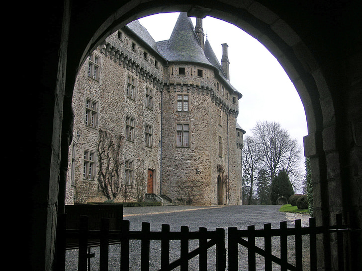 chateau, castle, french chateau, gate, pompadour, architecture, france