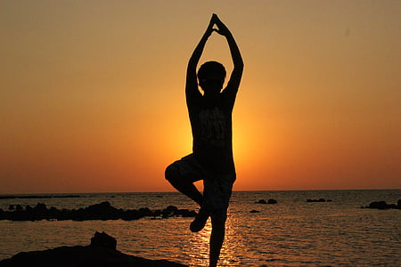 yoga, person, balancing, meditation, meditating, silhouette, dancing
