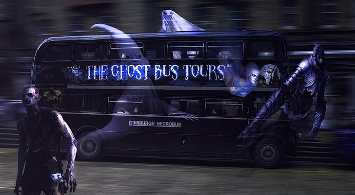 Helovinas, vaiduokliai, ghouls, Zombie, Edinburgas, Škotija, transportas