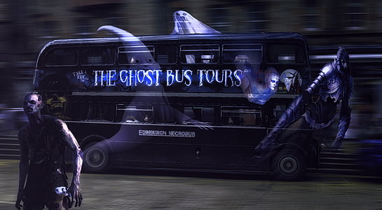 Halloween, hantu, hantu, zombie, Edinburgh, Skotlandia, transportasi