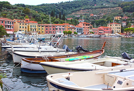 Porto, csónakok, tenger, Olaszország, Liguria, Marina, golyva