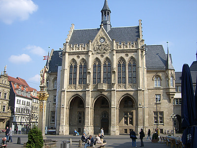 erfurt, town hall, historically, building, downtown, historic town hall, facade