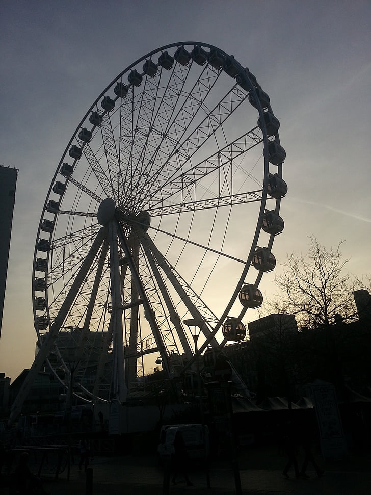 big wheel, dusk, fair, ferris, amusement