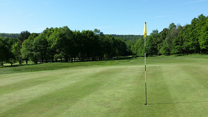 Golf, zielony, trawa, krajobraz, odkryty, Latem, gra w golfa