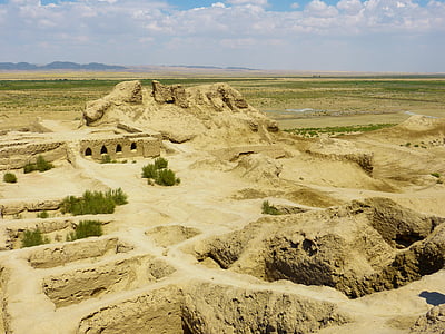 j.k. kala, pevnost, staré, poušť, Bukhara, Uzbekistán, Příroda