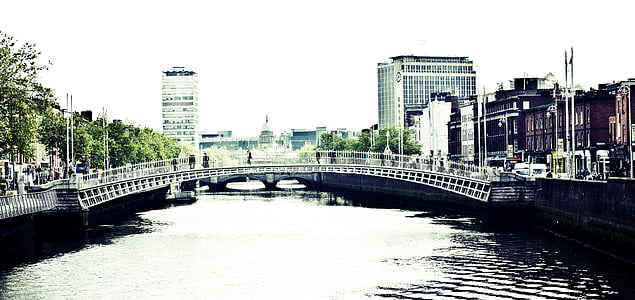 pont, ville, voyage, Irlande