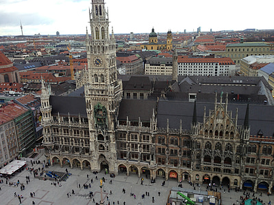 Munique, Câmara Municipal, Marienplatz, Baviera, arquitetura, Europa, lugar famoso