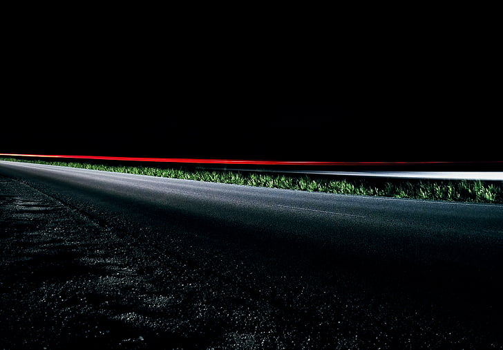 negru, a condus, lumina, masina, stopuri, pe marginea drumului, Motion blur