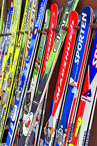ski, hiver, neige, froide, montagne, sport, skieur