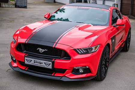 Mustang, gt, vermell, EUA, cotxe, auto, transport