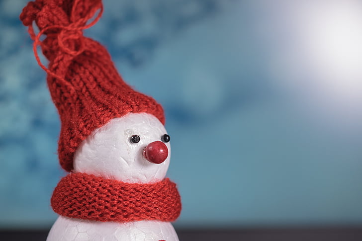 snow man, winter, cap, cold, mood, postcard, greeting card