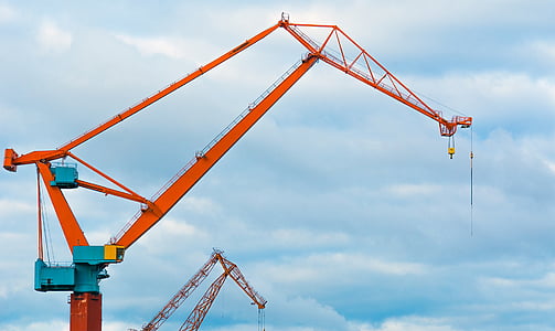 Crane, grues, ciel bleu, grue - BTP d’occasion, industrie de la construction, matériel, industrie