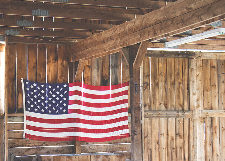 agăţat, hambar, lemn, Pavilion, american, patriotismul, Stars and stripes