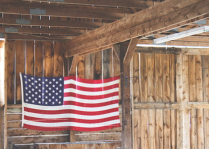 penjant, graner, fusta, Bandera, nord-americà, patriotisme, barres i estrelles
