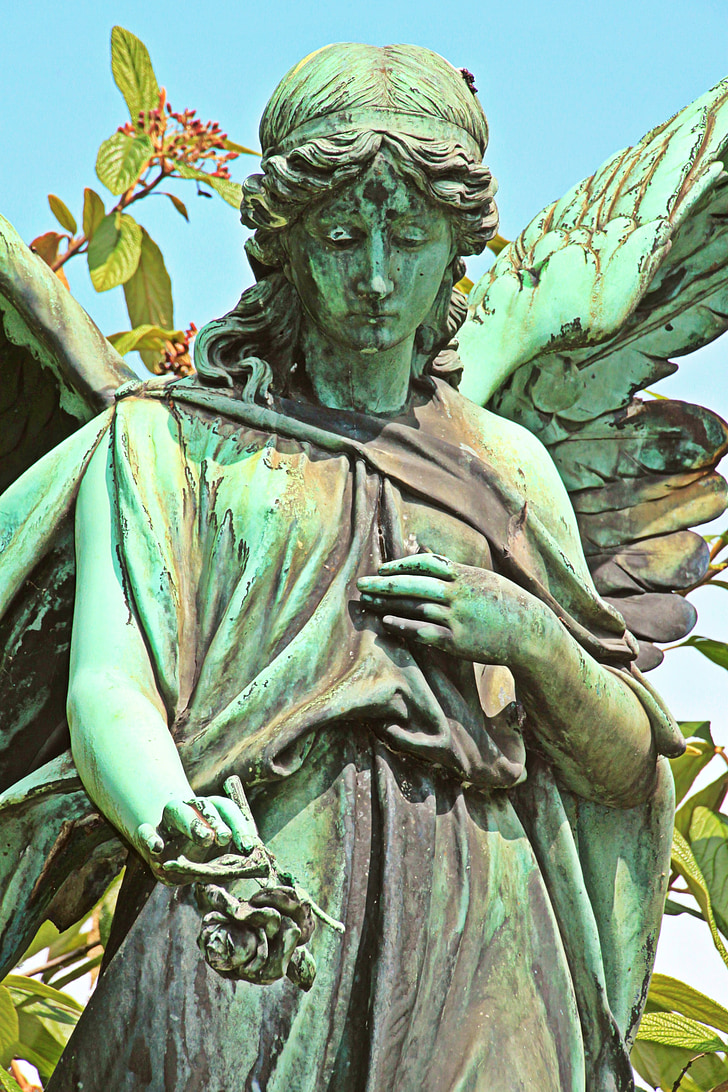 cemetery, frauengestslt, tomb, angel figure, angel, wing, grave