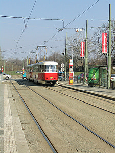 prevoz, tramvaj, Praga, Češka, Praha