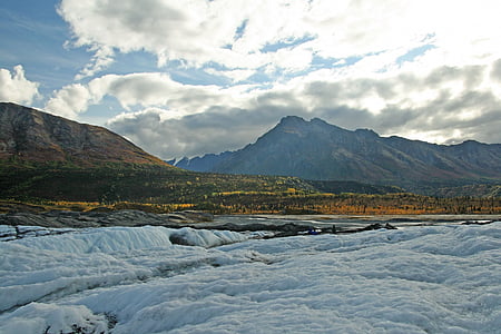 Alasca, geleira, gelo de geleira, gelo, neve, montanhas, paisagem