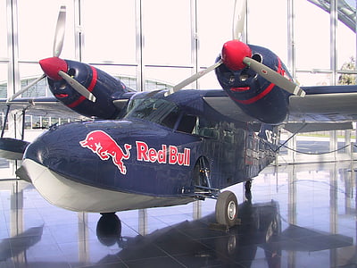 red bull, aircraft, propeller, flyer, exhibition, hangar 7, fly