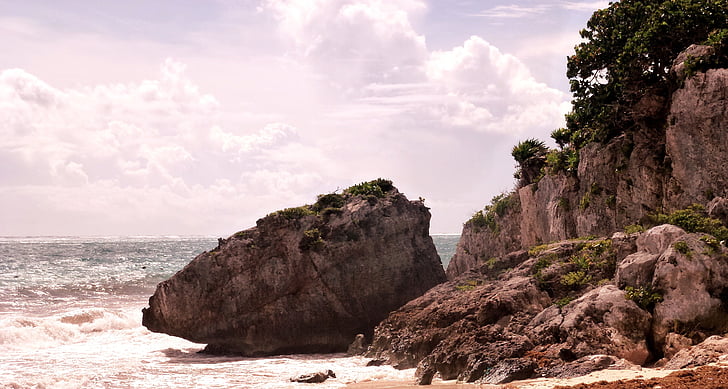Mexico, Yucatan, kusten, havet, stranden, kusten, naturen