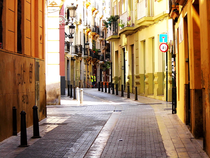 Valencia, España, el centro ville, Streat, vue, rétrécir