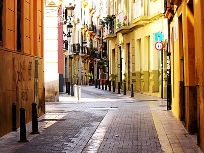 Valencia, España, město El centro, v ulici Štěpánská, pohled, úzké