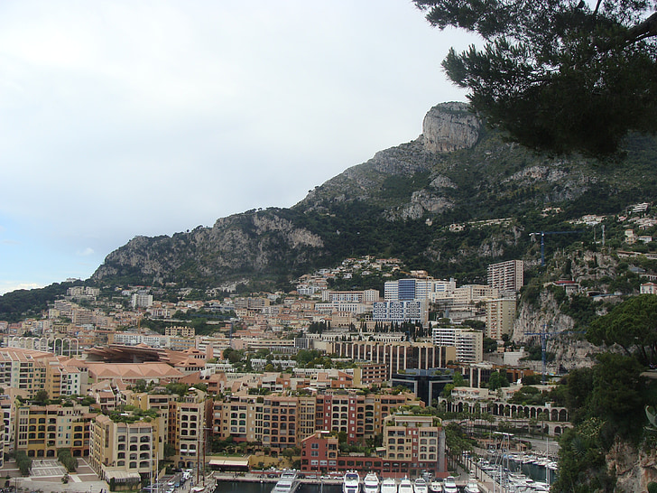 berg, stad, Monte carlo, hout