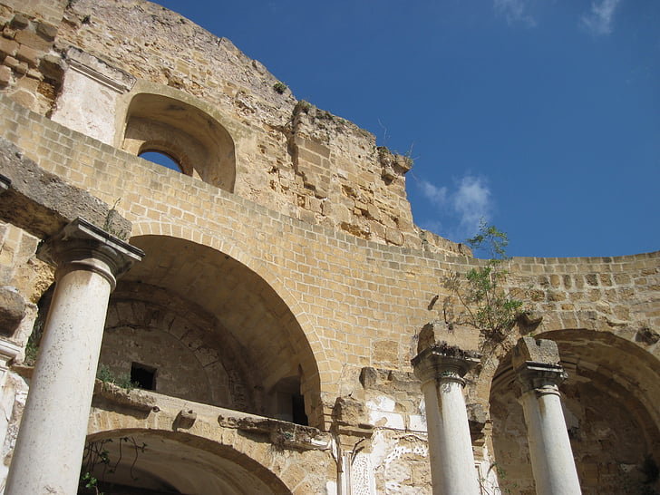 senas, antikvariniai, griuvėsiai, bažnyčia, senosios bažnyčios, Viduržemio jūros, kolonų