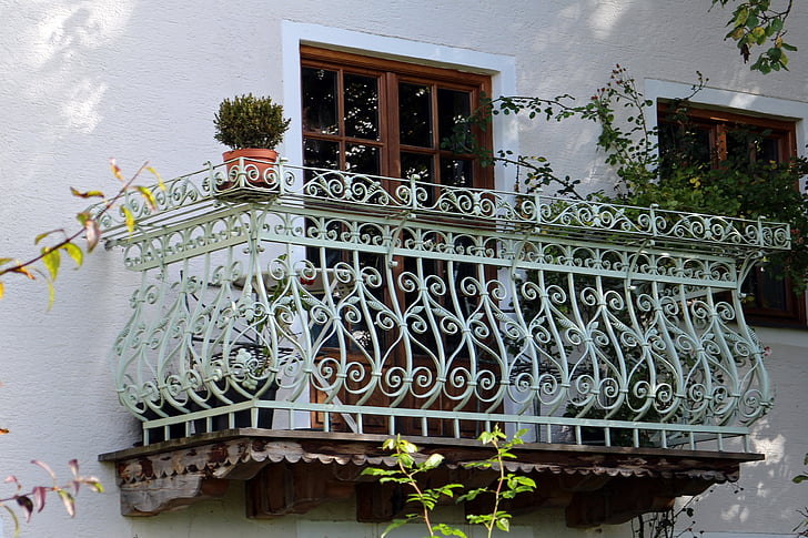 balkon, tepané železo, železo, zábradlí, Ornament, dekorace, dekorativní