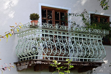 balcon, fer forgé, fer, balustrade, ornement, décoration, décoratifs