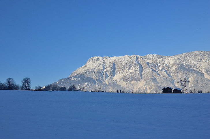 Sautens, musim dingin, salju, Tyrol, pegunungan, Austria, oetztal