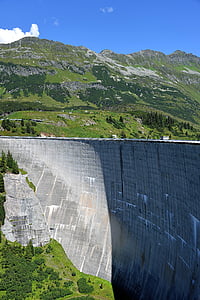 Dam, kopfssee, reservoaret, Kaunertal, Tirol, vannkraft, drivstoff og strøm generasjon