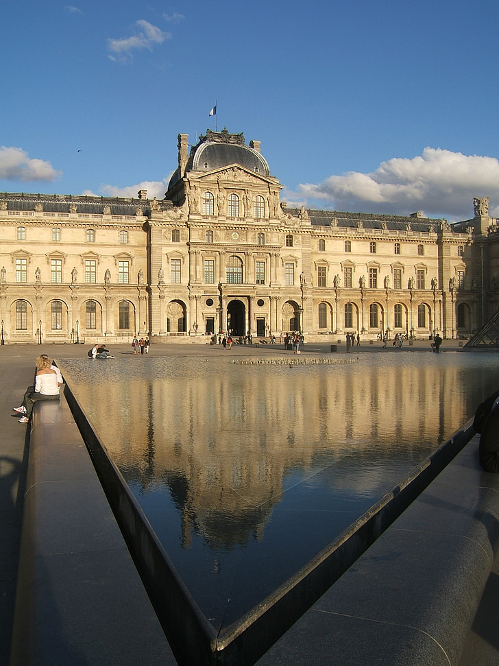 Paříž, Louvre, budova, orientační bod, historické, přitažlivost, pyramida