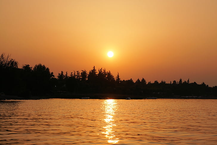Garda, solnedgang, Lake, romantikk, vann, humør, Italia
