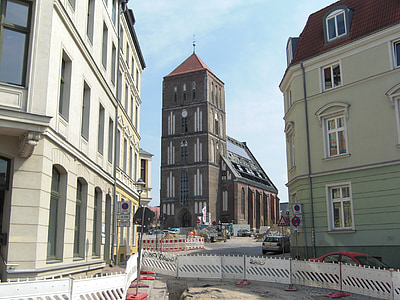 Igreja de Nikolai, Rostock, Liga Hanseática, cidade de Hanseatic, Mar Báltico, Meclemburgo Pomerânia Ocidental, fachada