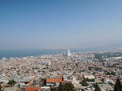 Turecko, Izmir, pohled, město, Já?, střed