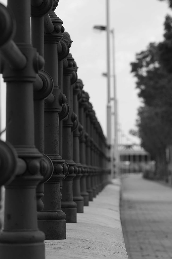 fence, street, black white