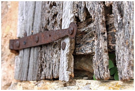 дървен материал, дървени червей, панта, гние, вратата, вход, сигурност