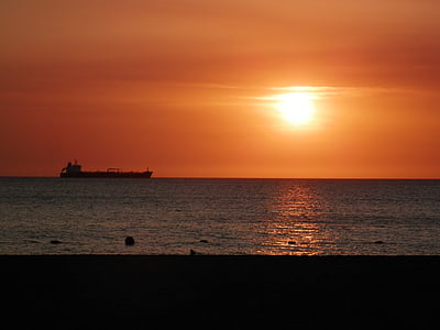platja, posta de sol, Santa marta, llum de fons, sol, paisatge, Mar