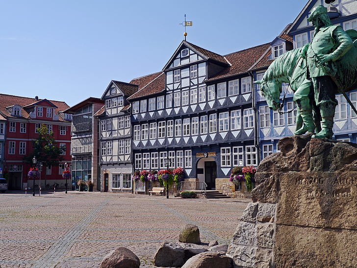 krovu, historicky, Trhovisko, Wolfenbüttel, Stadtmitte, centrum, statický záber