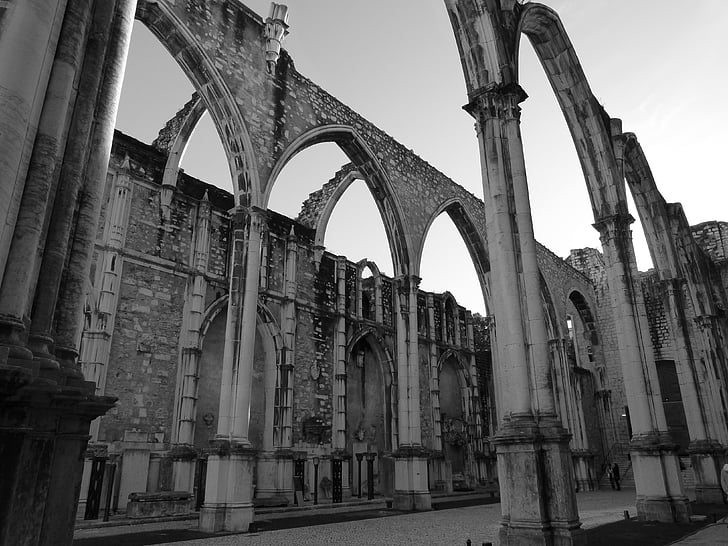 Convento carmo, entisessä luostarissa, karmeliitta järjestyksessä, Gothic, tuhottu, maanjäristys, Ruin