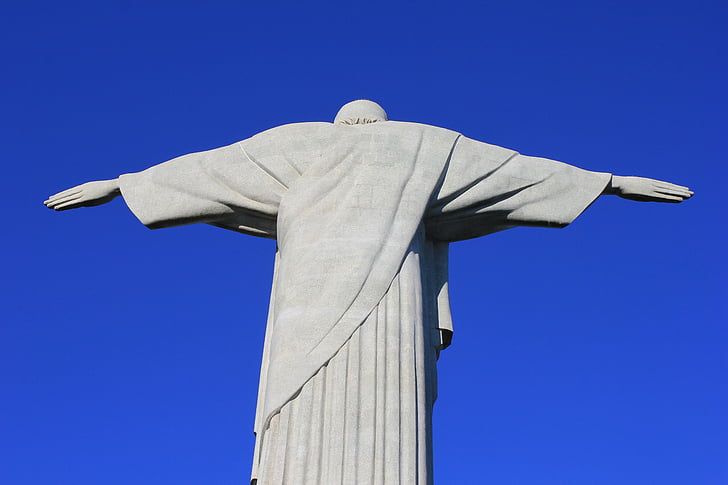 Corcovado, brazilwood, Kristus, Vapahtaja, Rio de Janeirossa, taivas, sininen