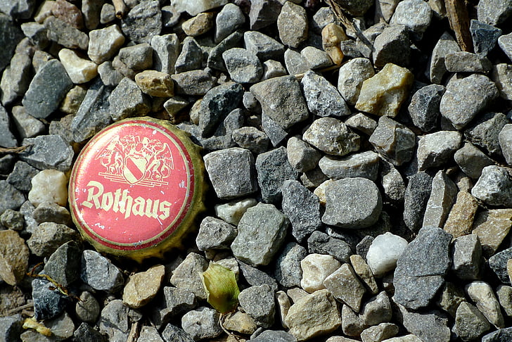 topi, Rothaus, merek, bir, polusi, kerikil, lingkungan