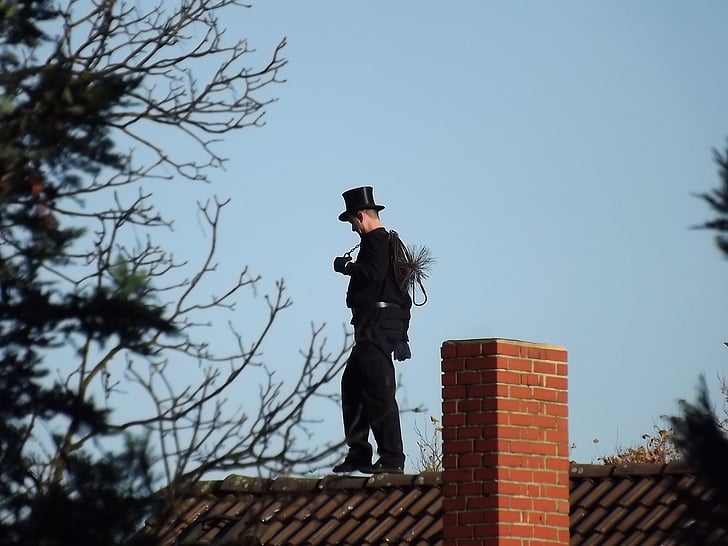 chimney sweep, roof, black man